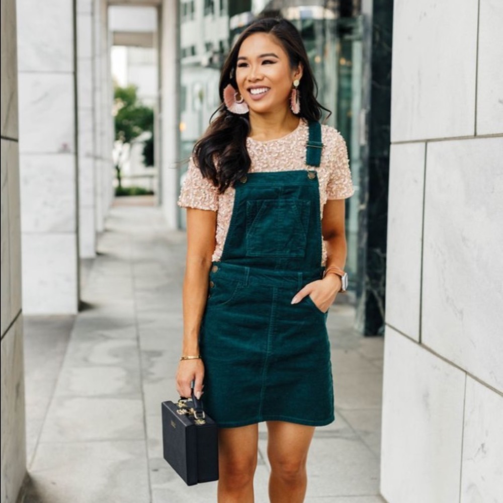 Forever 21 Jade Green Overall Jumper Dress